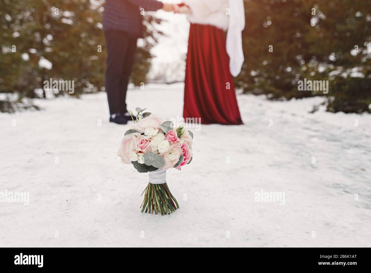 inverno rustico cerimonia nuziale all'aperto Foto Stock