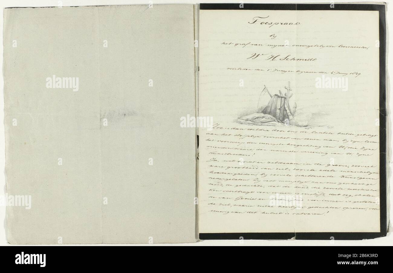 Dossier sul pittore Willem Hendrik Schmidt Archivio con lettere, documenti e alcuni pezzi stampati, tutti relativi al pittore Willem Hendrik Schmidt ( 1890-1849). Pezzi insieme in una vecchia cartella di cartone ricoperta di carta marrone, in carta verde chiaro. Questa moderna cartella di directory coperta di panno verde, un'etichetta sul retro `W.H. Schmidt'. Materiale: Carta dimensioni: Mappa: H 289 mm × W 240 mm × D 30 mm Foto Stock