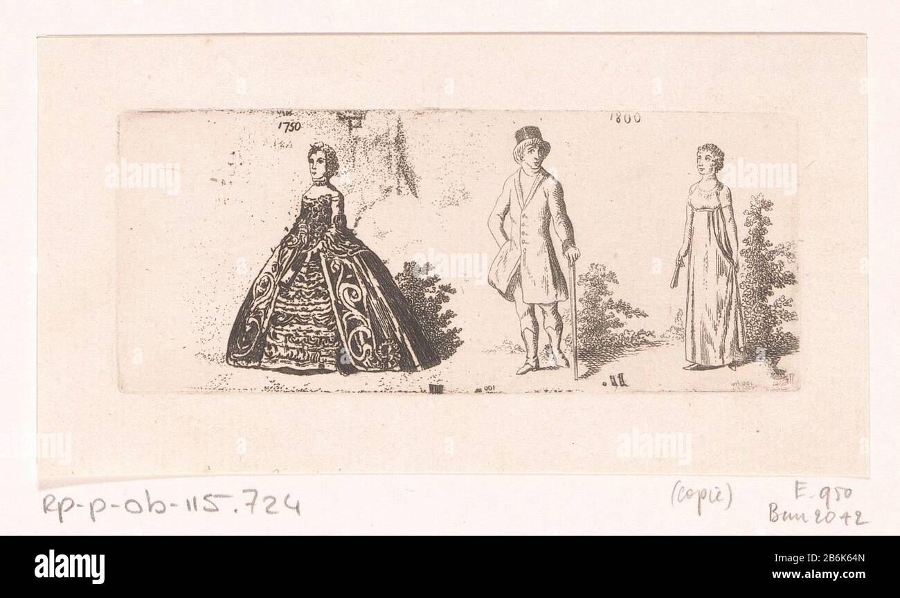 Tre figure in moda dal 1750 e 1800 Tre figure in moda dal 1750 1800 Oggetto tipo : stampa numero articolo: RP-P-OB-115.724Catalogusreferentie: Engelmann 950-Dub 3 Iscrizioni / marchi: Collector's mark, vero, stampato: Lugt 2228 Produttore : printmaker: Anonimo da stampare da : Daniel Nikolaus ChodoWie: CkiPlaats fabbricante: Berlino Data: 1800 - 1857 Materiale: Carta Tecnica: Dimensioni attacco: Bordo lastra: H 46 mm × W 111 mm Oggetto: Moda Foto Stock