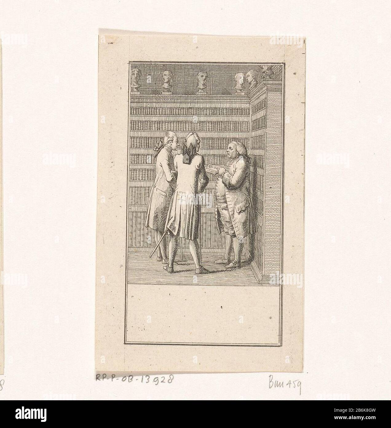 Tre uomini in una biblioteca Satira su libri collezionisti di libri di prestigio verzamelen. Produttore : tipografia Daniel Nikolaus ChodoWie: Ckinaar own design: Daniel Nikolaus ChodoewieckiPlaats manufacturing: Berlin Date: 1778 Physical features: Etching material: Paper Technique: Etching dimensions: Sheet: H 105 mm ( taglio nel bordo del foglio) × W 65 mm (taglio nel bordo del foglio) Nota Terza immagine da una serie di dodici prestazioni moralistiche e satiriche. Le scene sono state incise su un piatto. Uno stato più recente di questa serie ha usato: Launburger genealogical Calendar auf das Jahr 1779 Chodowiecki ripetuto questa serie Foto Stock