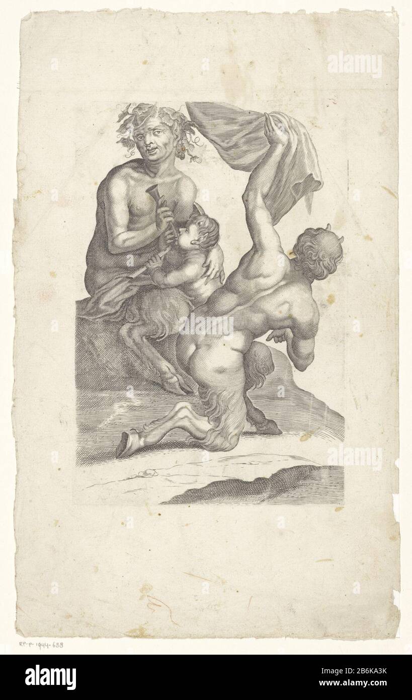 Drie saters Due satiri adulti e un satiro giovane. Il giovane satiro soffia una tromba e tiene nella mano sinistra un registratore vasto. Produttore : printmaker: Anonimo luogo produzione: Sud Paesi Bassi Data: 1600 - 1699 caratteristiche Fisiche: Car materiale: Carta Tecnica: Engra (processo di stampa) dimensioni: Bordo della lastra: H 211 mm × W 141 mm Oggetto: Satyr (s) (in generale) tromba, tromba, cornet, trombone, registratore tuba (strumento musicale) Foto Stock