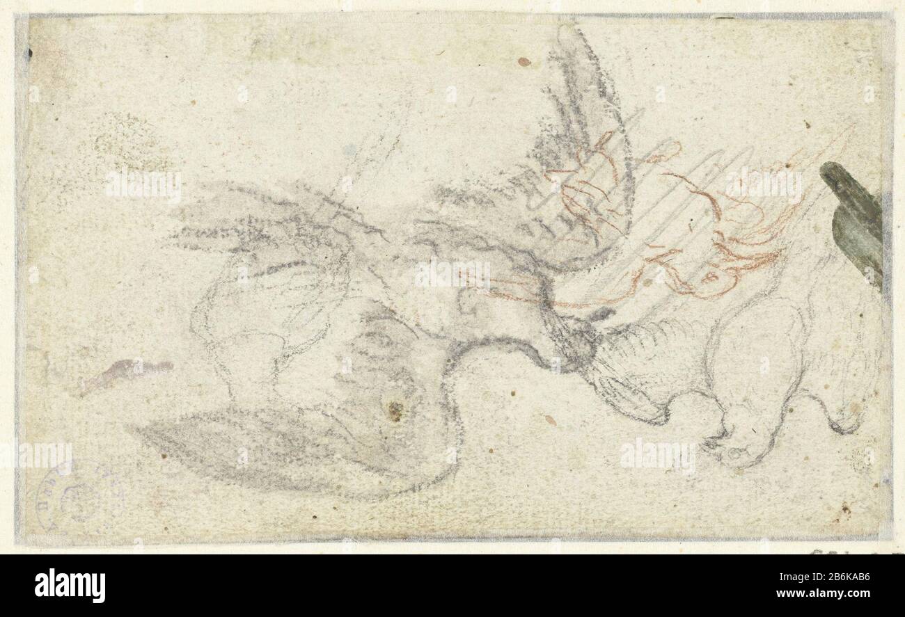 Tre contorni di un uccello Tre schizzi di un uccello tipo di oggetto: Disegno numero Oggetto: RP-T-1955-135 (V) Descrizione: Tre schizzi di un uccello, l'uno dall'altro getekend. Produttore : disegnatore: Claude Lorrain Data: 1610 - 1680 caratteristiche Fisiche: Spazzola in materiale leggero: Carta Tecnica: Spazzola dimensioni: H 97 mm × W 194 mm Oggetto uccello paraurti Foto Stock