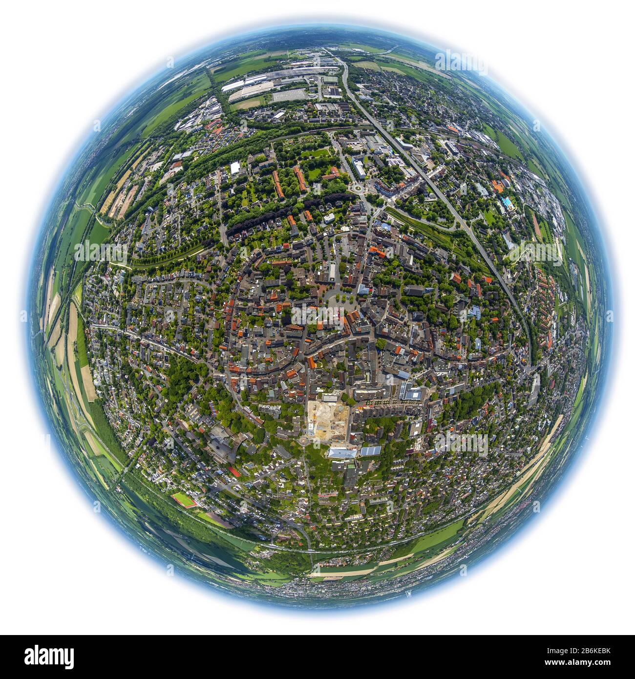 Centro città di Kamen, vista aerea, 19.05.2014, Germania, Renania Settentrionale-Vestfalia, zona della Ruhr, Kamen Foto Stock
