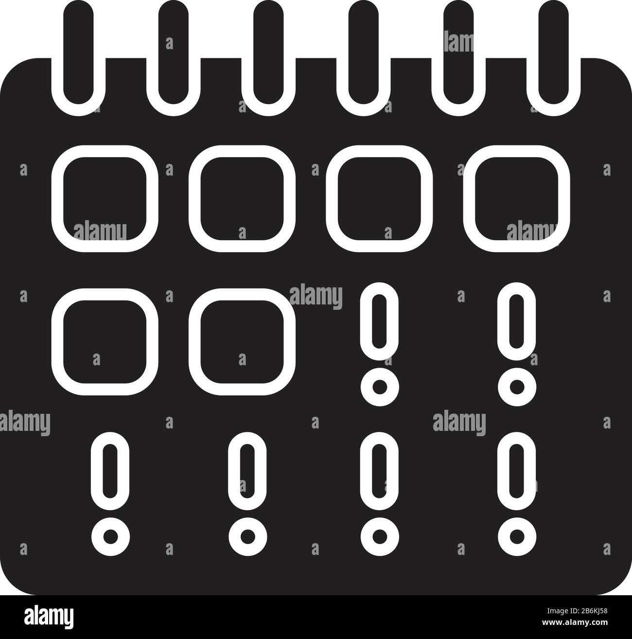 Icona glifo nero del periodo mancante. Sintomo iniziale della gravidanza. Ovulazione e fertilità. Periodo mensile regolare. Tracciamento dei piani di lavoro. Simbolo di silhouette acceso Illustrazione Vettoriale