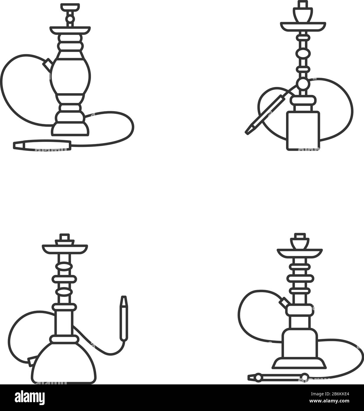 Set di icone lineari perfette per i pixel di hookah. Opzione Nargila. Casa sheesha. Souvenir popolare. Simboli di contorno a linee sottili personalizzabili. Vettore isolato Illustrazione Vettoriale