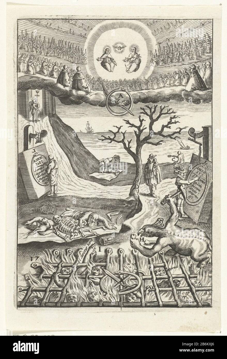 Embleem incontrò uomo morire twijfelt sopra de keuze tussen leven in deugd di leven in zonde Den wech des eeuwich levens (serietitel) un uomo incerto della sua vita percorsi a piedi ad un incrocio di due. Una strada conduce ad una vita di virtù per l'eternità e l'altra lontano da una vita di peccato che conduce all'inferno. Dovrebbe considerare se si rammarica della sua scelta dopo la sua morte, secondo le istruzioni in meditazione uitded. Produttore : stampare da: Boëtius Adamsz. Bolswertprentmaker: Anonymous publisher: Henry Aertssens Place manufacture: Antwerp Date: 1620 - 1649 and / or 1649 Physical Features: Car Material Foto Stock