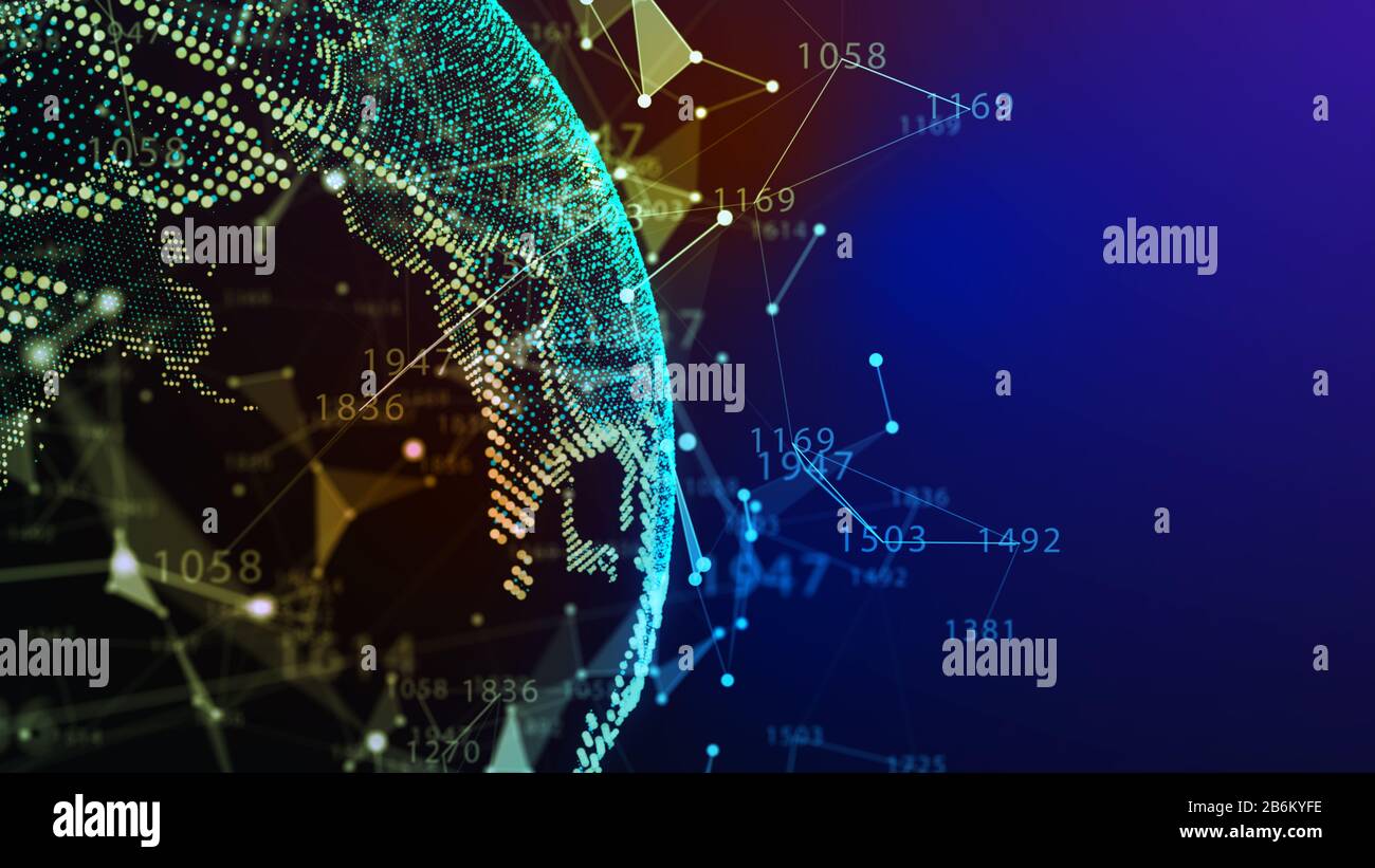 Concetto di rete, di comunicazione di internet. 3d'illustrazione. Foto Stock