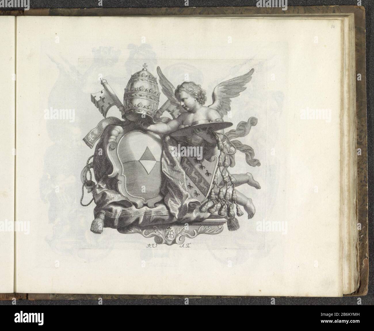 Engel ha incontrato twee wapenschilden Numismata virorum illustrium ex  Barbadica gente (serietitel) una console con le braccia di Papa Gregorio  XII, e quella della famiglia Barbarigo. Un angelo che tiene sopra una