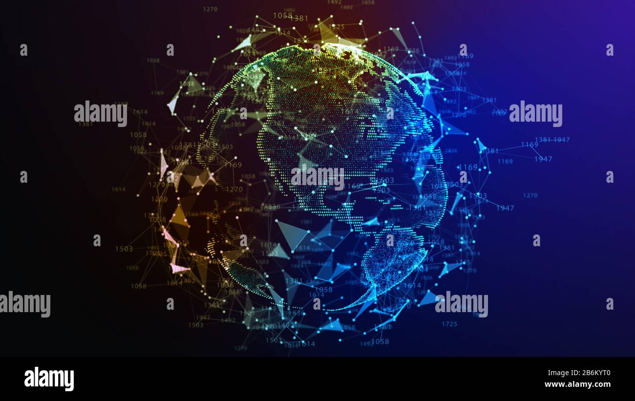 Concetto di rete, di comunicazione di internet. 3d'illustrazione. Foto Stock