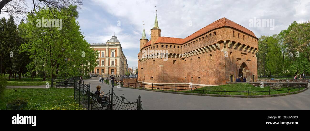 Vista Di Cracovia Barbican, Cracovia, Polonia Foto Stock