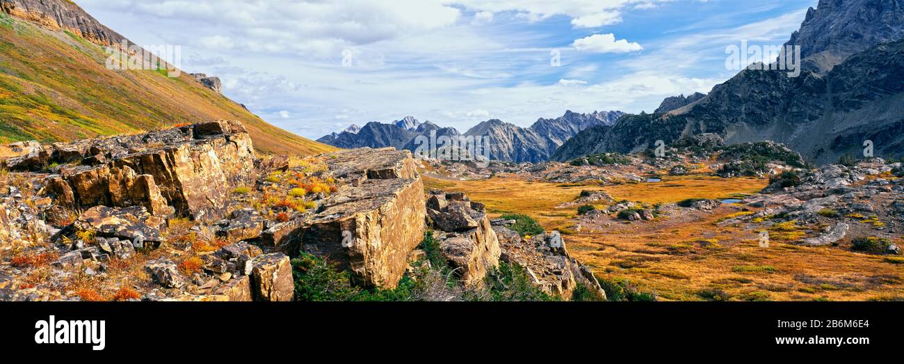 Formazioni rocciose in un canyon, South Fork Cascade Canyon Trail, Grand Teton National Park, Wyoming, USA Foto Stock