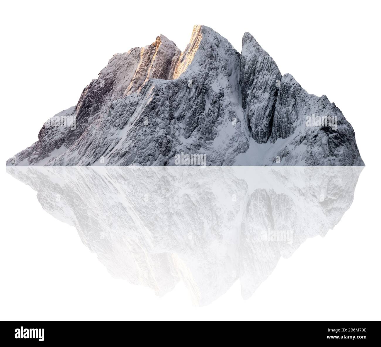 Neve Segla picco montagna illustrazione in inverno. Isolato su sfondo bianco Foto Stock