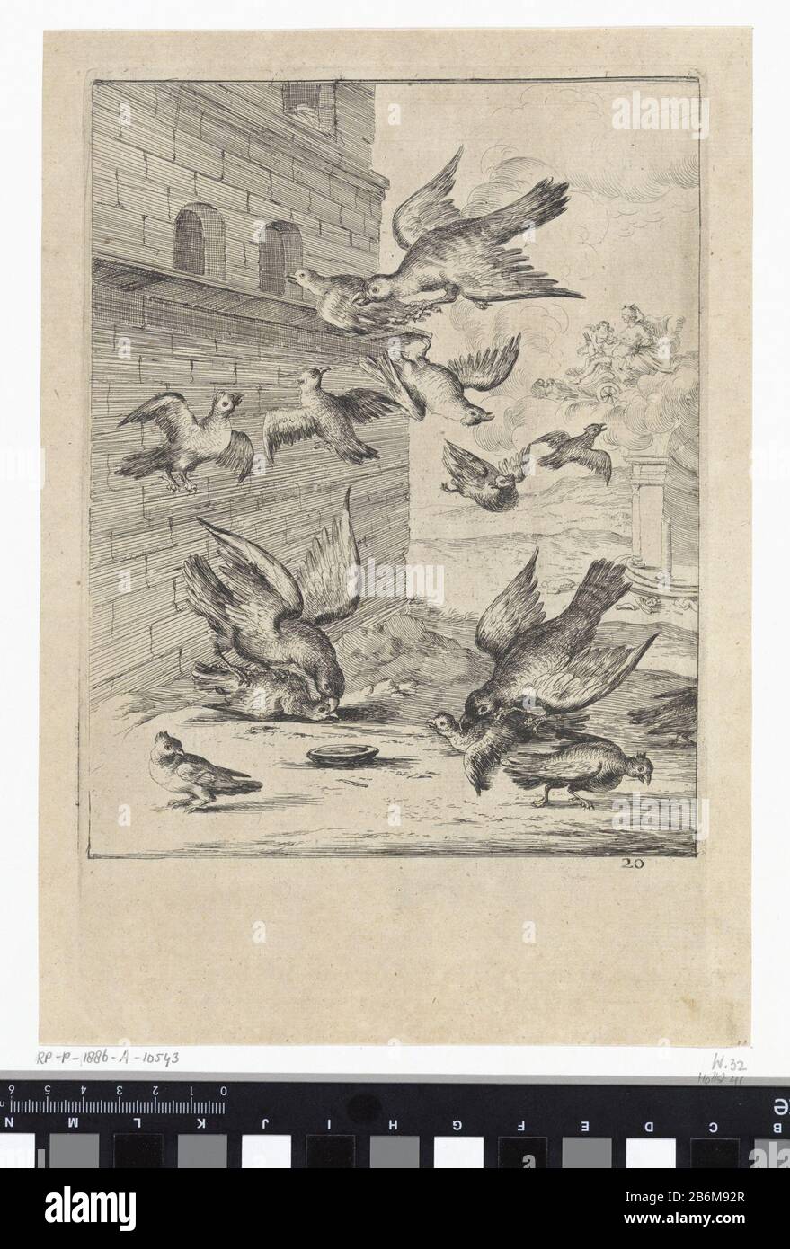 Fabel van de duiven en de havikken Fabels van Aesopus (seriettel) De duiven worden belaagd door een wouw en roepen de hulp in van havikken, die groter en sterker zijn dan de wouw. De havikken blijken echter nog gevaarlijker te zijn. Op de achtergrond Venus incontrò Amor nella porta di Haar duiven getrokken wagen. Illustratie van een fabel van Aesopus. Produttore : produttore : Dirk Stoopuitgever: John OgilbyPlats fabbricante : Liden datazione: 1665 kenmerken Fisico: ETS Materiale: Papier Techniek: Etsen dimensioni: Plaatand: H 260 mm × b 174 mmToelichtingPrent gebruikt in: Ogilby, John. Le Favole Di Ae Foto Stock Fabel van de duiven en de havikken Fabels van Aesopus (seriettel) De duiven worden belaagd door een wouw en roepen de hulp in van havikken, die groter en sterker zijn dan de wouw. De havikken blijken echter nog gevaarlijker te zijn. Op de achtergrond Venus incontrò Amor nella porta di Haar duiven getrokken wagen. Illustratie van een fabel van Aesopus. Produttore : produttore : Dirk Stoopuitgever: John OgilbyPlats fabbricante : Liden datazione: 1665 kenmerken Fisico: ETS Materiale: Papier Techniek: Etsen dimensioni: Plaatand: H 260 mm × b 174 mmToelichtingPrent gebruikt in: Ogilby, John. Le Favole Di Ae Foto Stock