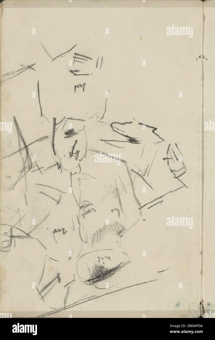 Figuren, mogelijk in een open rijtuig Figures, in a carrello aperto tipo di oggetto: Foglio di Schizzbook numero articolo: RP-T-1924-39-9 Iscrizioni / marchi: Nota a colori Descrizione scritta a mano: Pagina 9 da uno sketchbook con 15 bladen. Costruttore : artista George Hendrik Breitner Luogo fabbricazione: Amsterdam Data: 1886 - circa 1903 caratteristiche Fisiche: Gesso nero materiale: Gesso Oggetto carta gesso: Quattro ruote, veicolo disegnato da animali, per esempio: Cabina, trasporto, pullman (+ due persone  traffico e trasporto) Foto Stock