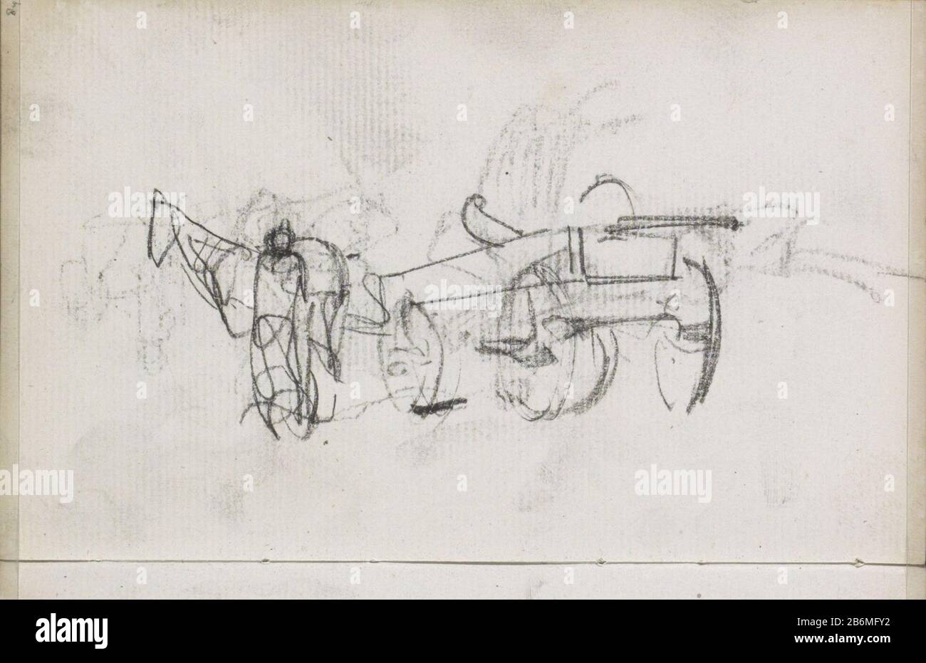 Figuur naast een paard-en-wagen pagina 84 da uno schizzo-67 lame prodotte in Drenthe. Produttore : disegnatore: George Henry Breitner Luogo fabbricazione: Drenthe dating: 1884 - 1886 caratteristiche Fisiche: Gesso nero materiale: Gesso carta Oggetto: Carro del cavallo (fattoria), carro del trasporto, carro del carrello quattro-gommato, veicolo dell'animale-disegnato, per esempio: Cabina, carro, vettura, vettura Foto Stock