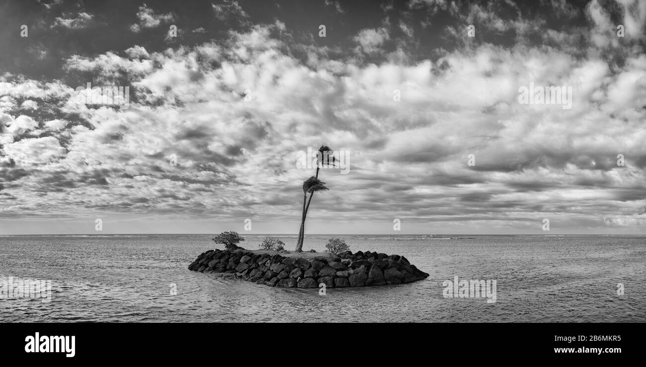 Vista dell'isola sul mare, Oahu, Hawaii, USA Foto Stock
