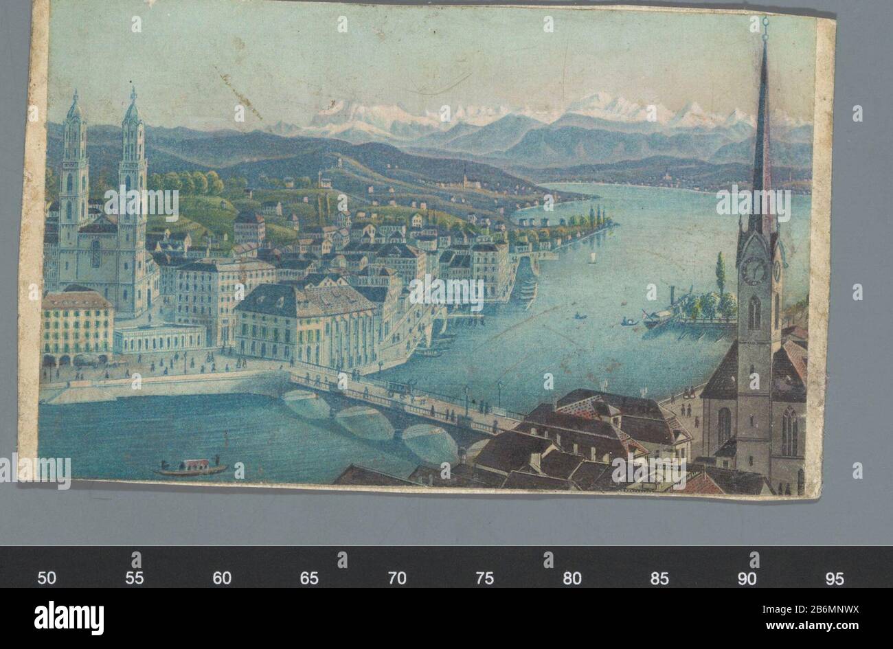 Fotografische reproductie van getekend stadsgezicht riproduzione fotografica del paesaggio urbano firmato tipo di oggetto: Photo carte-the-business numero Oggetto: RP-F-F15215 Produttore : editore: Rudolf Dyken Mann (indicato sull'oggetto) Data: 1855 - 1870 dimensioni: Intero: H 61 mm × W 101 mm Foto Stock