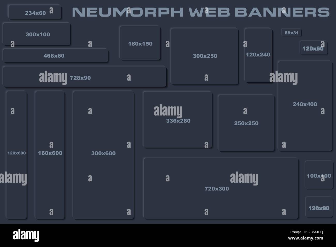 Modelli Di Banner Web Interfaccia Utente Neumorph Di Dimensioni Standard Illustrazione Vettoriale