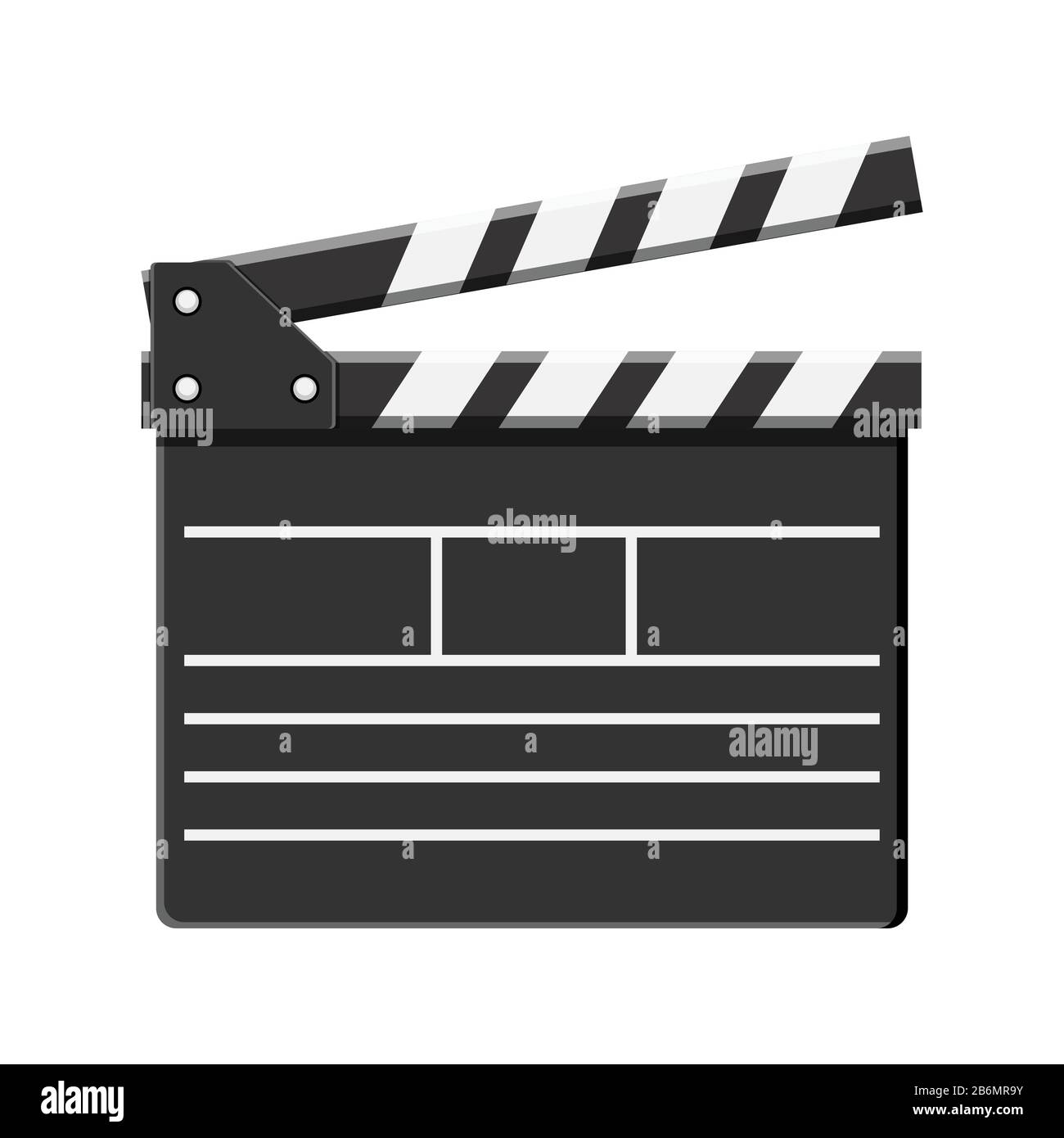 Cartone animato vettore nero cinema clapperboard. Illustrazione Vettoriale