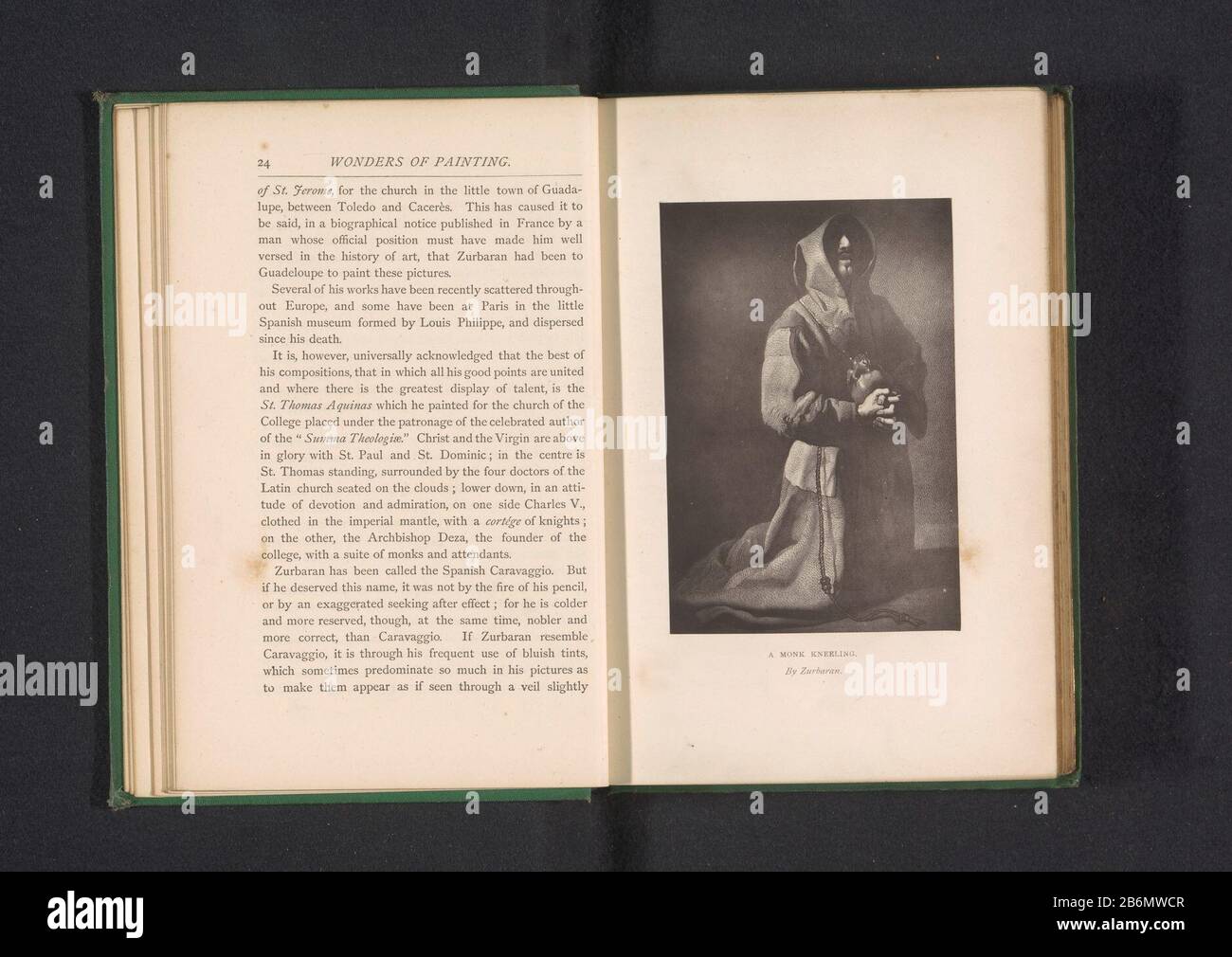 Riproduzione fotografica di una foto in un dipinto di Francesco d'Assisi in preghiera Francisco ZurbaránA monaco inginocchiato. By Zurbaran (title object) Property Type: Photo Mechanical reproduction print page Item number: RP-F 2001-7-184-2 Manufacturer : creator: Anonymous to print by: Anonymous to painting: Francisco de Zurbarán Dating: About 1861 - or for 1871 Material: Paper Technique: Woodburytypie Dimensions: Picture: H × 123 mm b 83 mmToelichtingPrent a pagina 24. Oggetto: Monaco (s), frate (s) Foto Stock