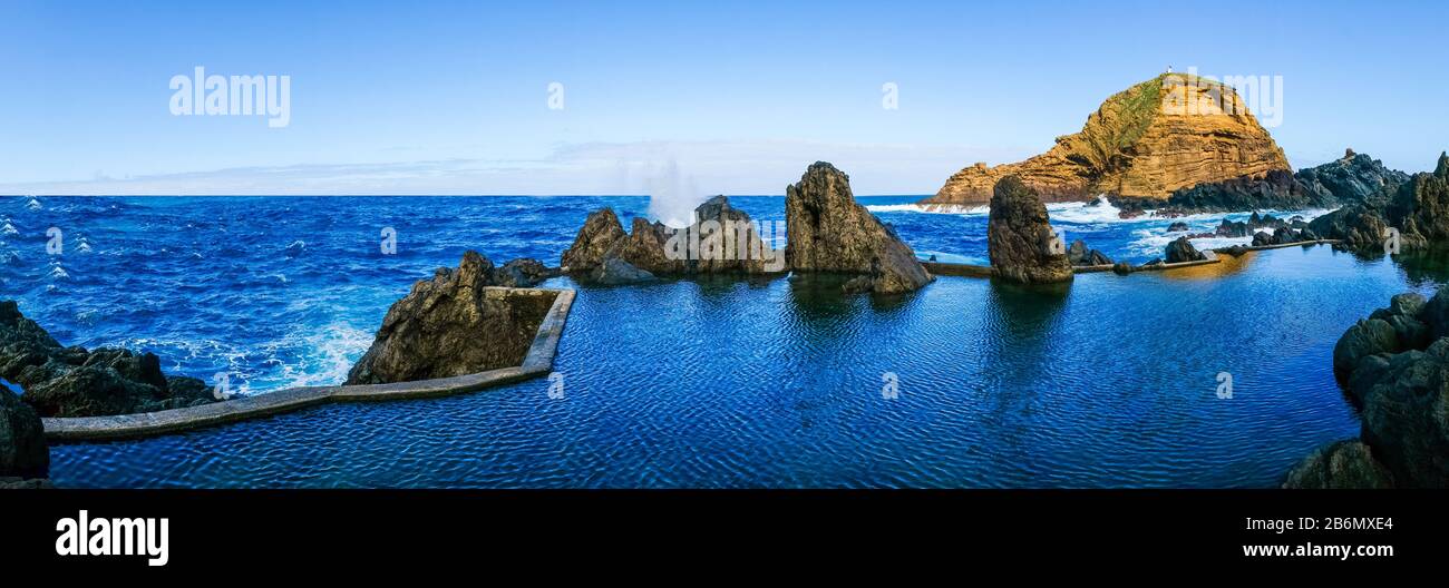 Piscina naturale a Porto Moniz, isola di Madeira Foto Stock