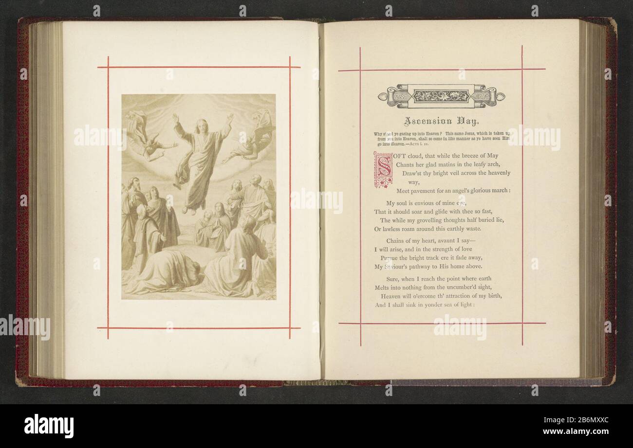 Fotoreproductie van een prent, voorstellende de hemelvaart van Christus riproduzione fotografica di un'immagine, raffigurante l'ascensione di Cristo Tipo Di Proprietà: Pagina di riproduzione fotografica numero articolo: RP-F 2001-7-4-9 Produttore : fotografo: Anonimo da stampare da: Anonimo Data: CA. 1868 - o per 1873 Materiale: Carta Tecnica: Albume dimensioni di stampa: Foto: H 116 mm × W 87 mmToelichtingFoto pagina anteriore 157. Oggetto: Cristo aloft nel cielo  Ascensione Foto Stock