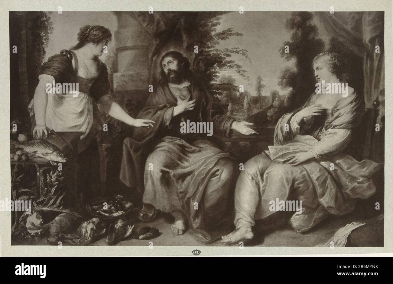 Fotoreproductie van een schilderij van Vincent Malo, 'Christus bij Martha en Maria' (coll Rijksmuseum) Vincent Malo Christus Martha Maria, mus Amsterdam (titel op object) riproduzione fotografica di un dipinto di Vincent Malo, 'Cristo con Martha e Mary (Rijksmuseum coll.) Vincent Malo. Cristo Marta Maria Sparso. Amsterdam (title Object) Property Type: Photographs Item number: RP-F 00-2540 Manufacturer : publisher: Adolphe Braun et Cie (attribute to) Place manufacture: France Date: 1880 - 1900 Physical features: Carbon print material: Paper paper carton Technique: Carbon print dimensions: Pho Foto Stock