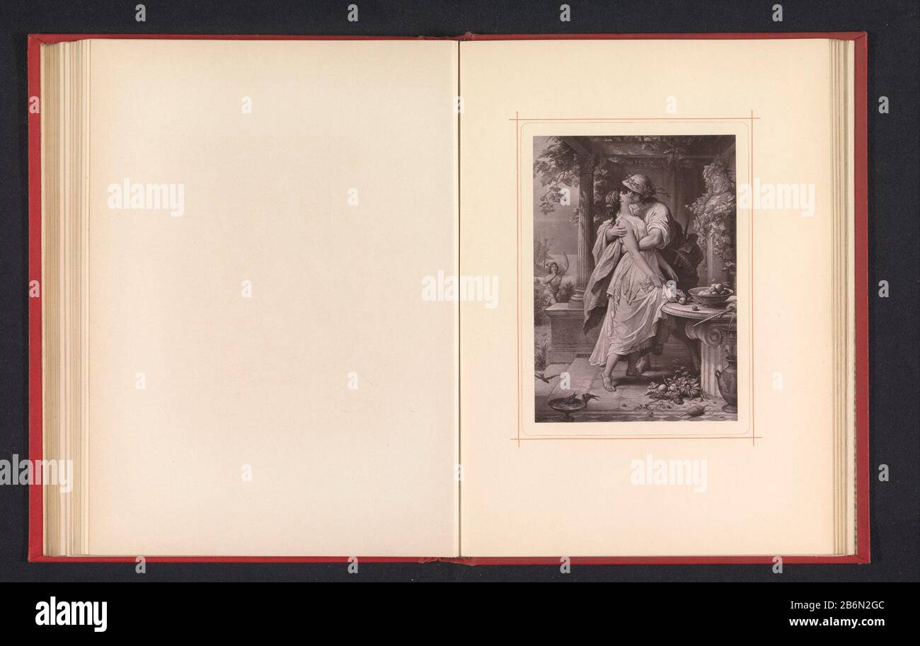 Fotoreproductie van een tekening, voorstellende Alexis kust Dora riproduzione di immagini di un disegno, raffigurante Alexis Coast Dora Oggetto tipo: Foto-meccanica stampa riproduzione pagina numero Oggetto: RP-F-2001-7-783-18 Produttore: Anonymously to drawing of: Wilhelm von Kaulbach Dating: CA. 1875 - In o 1880 Materiale: Carta Tecnica: Misure di pressione leggera: Stampato: H 161 mm × W 113 mmToelichtingPrent per pagina 71. Soggetto (amanti) baciare eachother Foto Stock