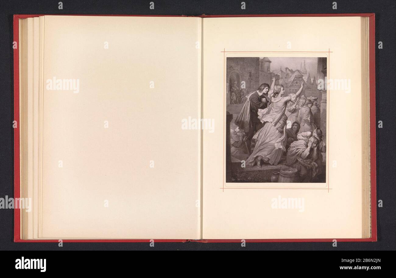 Riproduzione di foto di un disegno raffigurante Clärchen incoraggia i residenti di Bruxelles aan Oggetto tipo : fotomeccanica stampa pagina di riproduzione numero articolo: RP-F 2001-7-783-14 Produttore : creatore : Anonymous to drawing: Wilhelm von Kaulbach Dating: CA . 1875 - c 1885 Materiale: Carta Tecnica: Misure di pressione leggera: Impresso: H 164 mm × W 130 mmToelichtingPrent per pagina 55. Oggetto: Assedio della donna adulta Foto Stock