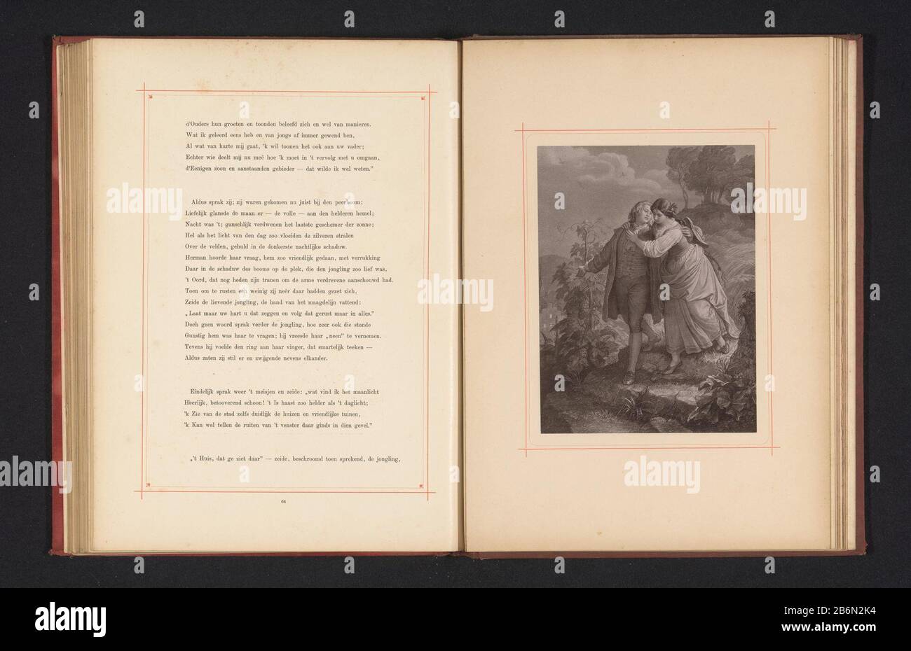 Fotoreproductie van een tekening, voorstellende Herman en Dorothea die huiswaarts keren riproduzione di immagini di un disegno, raffigurante Herman e Dorothea che casa dove: TS of Times tipo di oggetto: Foto-meccanica stampa riproduzione pagina numero Oggetto: RP-F-2001-7-791-9 fabbricante: Anonimamente al disegno di: Julius Hofmann (oggetto elencato) Data: CA. 1875 - ca. 1885 Materiale: Carta Tecnica: Misure di pressione leggera: Stampato: H 168 mm × W 126 mmToelichtingPrent pagina anteriore 64. Oggetto: Adulto Mana dult donna coppia o amante Foto Stock