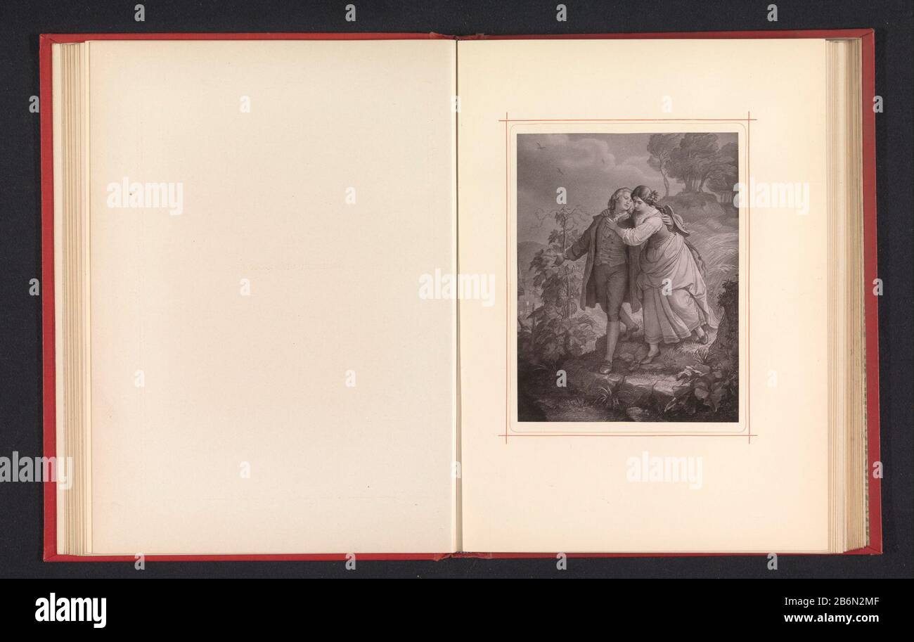 Fotoreproductie van een tekening, voorstellende Hermann en Dorothea Riproduzione di immagini di un disegno, raffigurante Hermann e Dorothea Oggetto tipo: Foto-meccanica stampa riproduzione pagina numero Oggetto: RP-F-2001-7-783-6 Produttore: Anonimamente al disegno di: Wilhelm von Kaulbach Dating: CA. 1875 - In o 1880 Materiale: Carta Tecnica: Misure di pressione leggera: Stampato: H 164 mm × W 125 mmToelichtingPrent per pagina 23. Oggetto: Acquisizione di meeting e legale per gli amanti Foto Stock