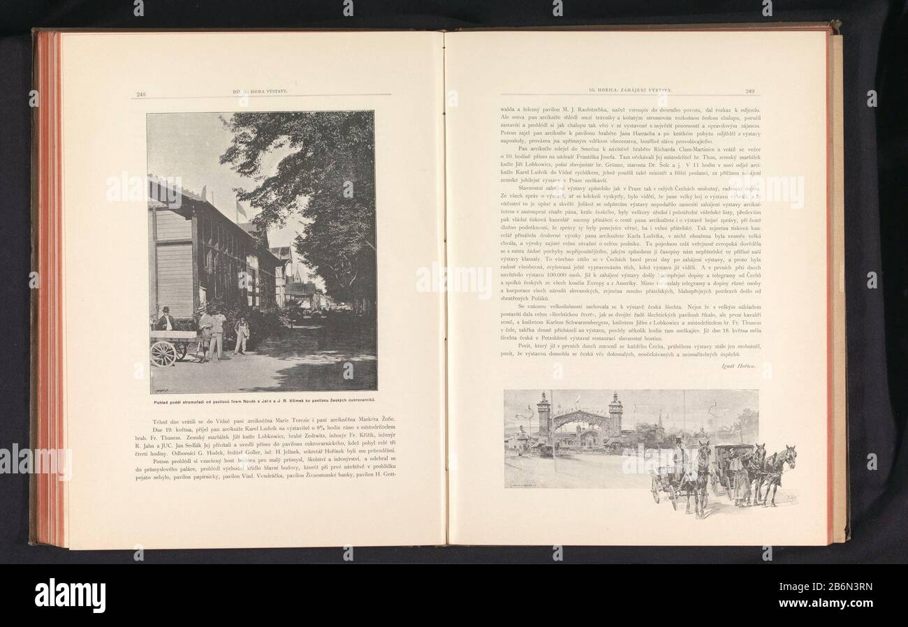 Riproduzione di immagini di un disegno, raffigurante due carrozze trainate da cavalli sul Výstaviště Praga Oggetto tipo: Foto-meccanica stampa pagina di riproduzione numero Oggetto: RP-F-2001-7-749A-119 fabbricante : fotografo: Anoniemclichémaker: Carl Bellmann nel disegno: Anonymous location manufacture : Praga Data: CA. 1891 - o per 1893 Materiale: Carta Tecnica: Autotipia dimensioni: Stampa: H 95 mm × W 217 mmToelichtingPent pagina 249. Oggetto: Veicolo a quattro ruote, trainato da animali, ad esempio: Cabina, trasporto, pullman façade (o casa o edificio) Foto Stock