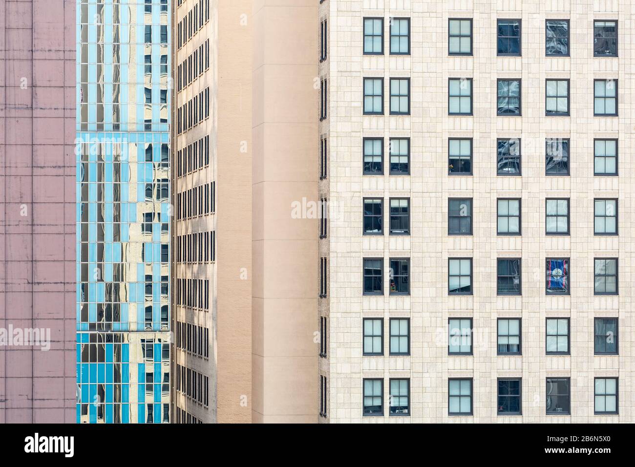 Moderna Patchwork di edifici nel centro di Chicago, Illinois, Stati Uniti Foto Stock