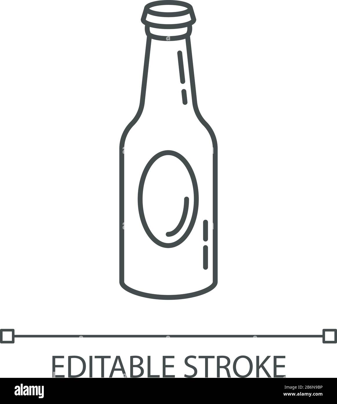 Icona lineare perfetta per la bottiglia di birra pixel. Illustrazione personalizzabile a linee sottili. Bar, locale notturno, bar, taverna con contorno. Vettore Illustrazione Vettoriale