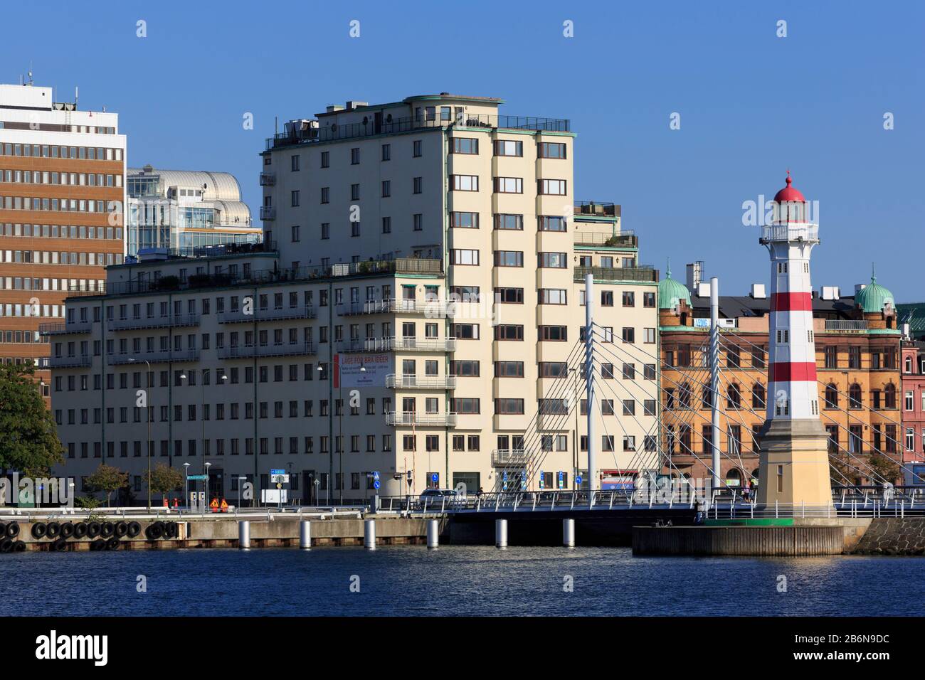 Faro Di Malmo Harbour, Malmo, Svezia Foto Stock