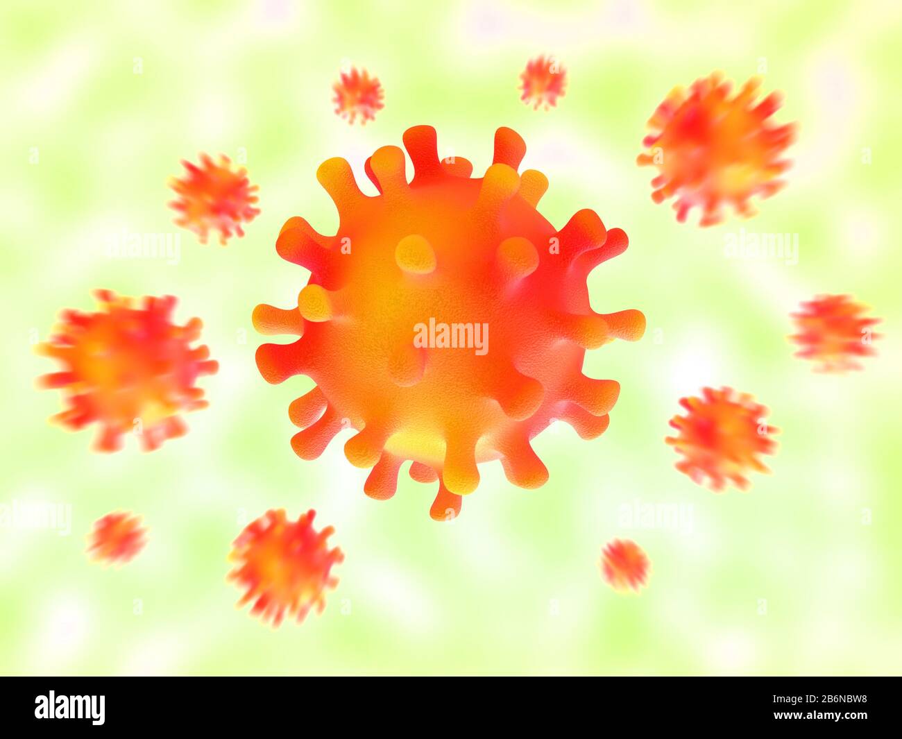 Virus, Coronavirus, Influenza, Hiv, Influenza. Illustrazione Del Concetto Di Rendering 3d. Epidemia, Influenza, Pandemia Globale, Epidemia. Foto Stock