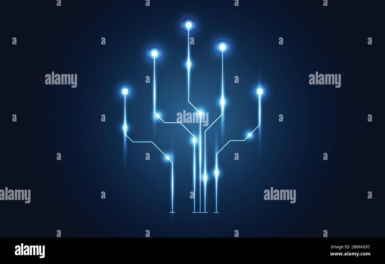Astratta Moderna connessione scienza tecnologia punti e linee sistemi di collegamento geometrico blu futuro tecnologia sfondo moderno, vettore illustratio Illustrazione Vettoriale