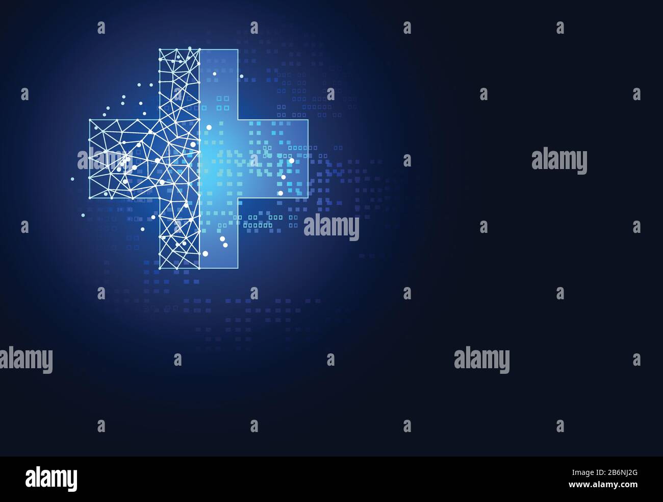 La scienza astratta della salute consiste in salute più tecnologia digitale concetto di moderna tecnologia medica, Trattamento, medicina su hi tech futuro sfondo blu Illustrazione Vettoriale