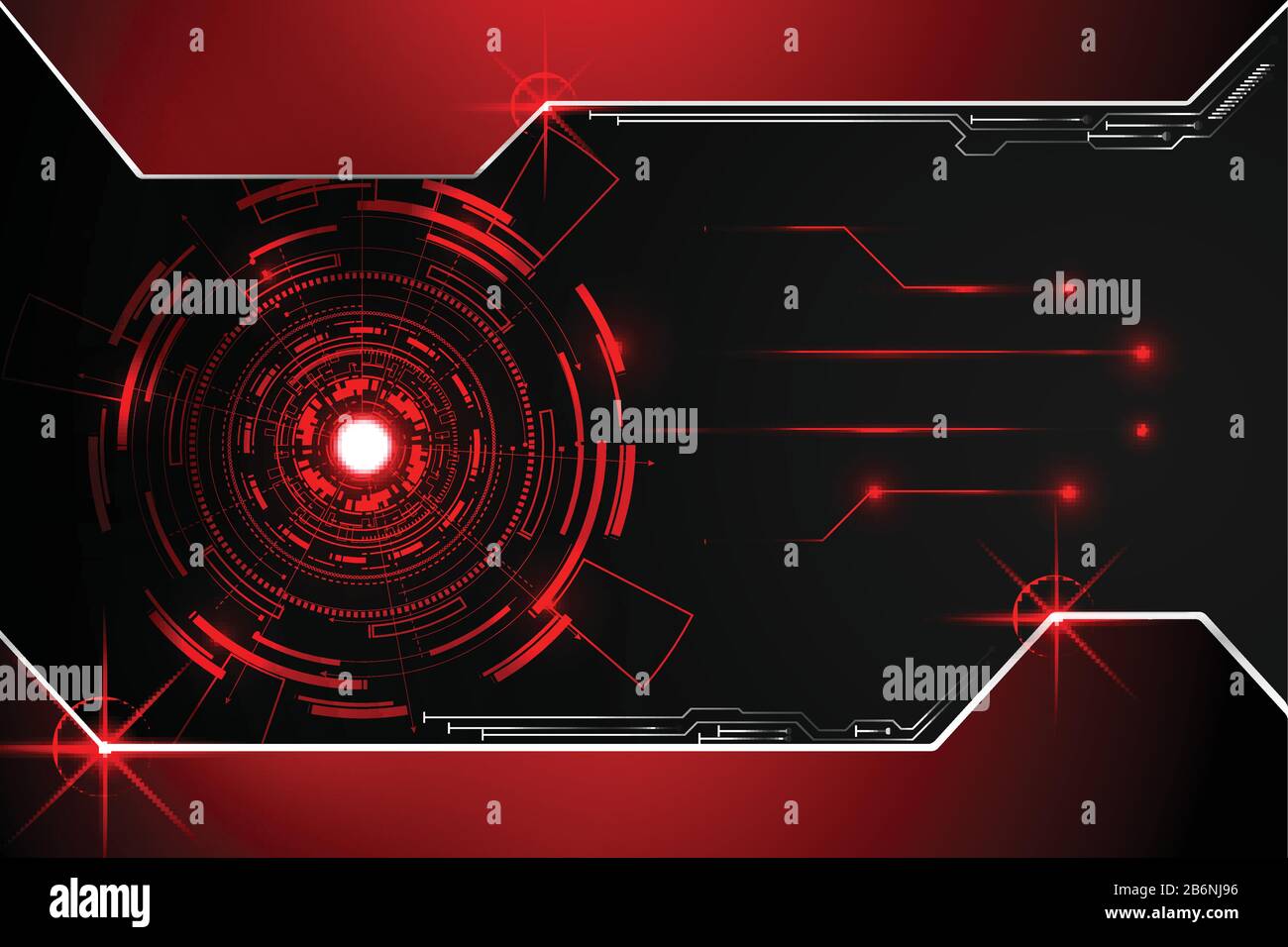 tecnologia astratta background concept circle circuit digital metal red on hi tech future design Illustrazione Vettoriale