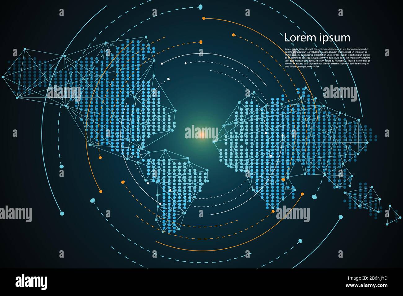 astratta tecnologia mappa punto digitale il futuro cerchio tecnologia su sfondo hi-tech. Illustrazione Vettoriale