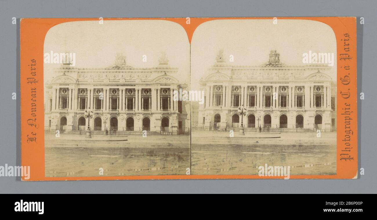 Facciata dell'Opera Garnier a Parijsle Nouveau Paris (titolo della serie) Tipo Di Proprietà: Immagine stereo numero articolo: RP-F F05167 Iscrizioni / marchi: Iscrizione vero, manoscritto: 'Le Grand Opera' Produttore : fotografo: Charles Gérard ( indicato sull'oggetto) Luogo di produzione: Parigi Incontri: CA. 1870 - in o davanti 1875 Materiale: Carta di cartone Tecnica: Albumina pressione dimensioni: Supporto secondario: B 85 mm × W 170 mm Oggetto: façade (o casa o edificio) Teatro dell'Opera dove: Palais Garnier Foto Stock