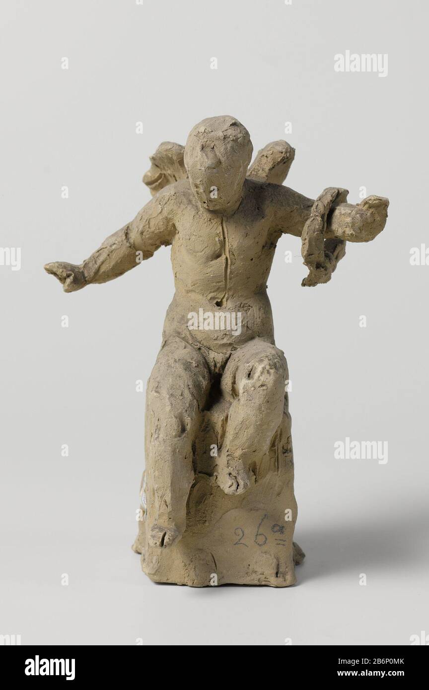 Gevleugelde Putto, een krans ophoudend Gevleugelde Putto, een krans ophoudend Object Type : beeldhouwwouwwerk Objectnummer: BK-18797-C fabbricante : beeldhoudwer: Eugène Lacomblé dating: Na 1800 - voor 1900 Materiale: Keli Dimensions: H 18 cm. × b 13,4 cm. × d 11 cm. Foto Stock