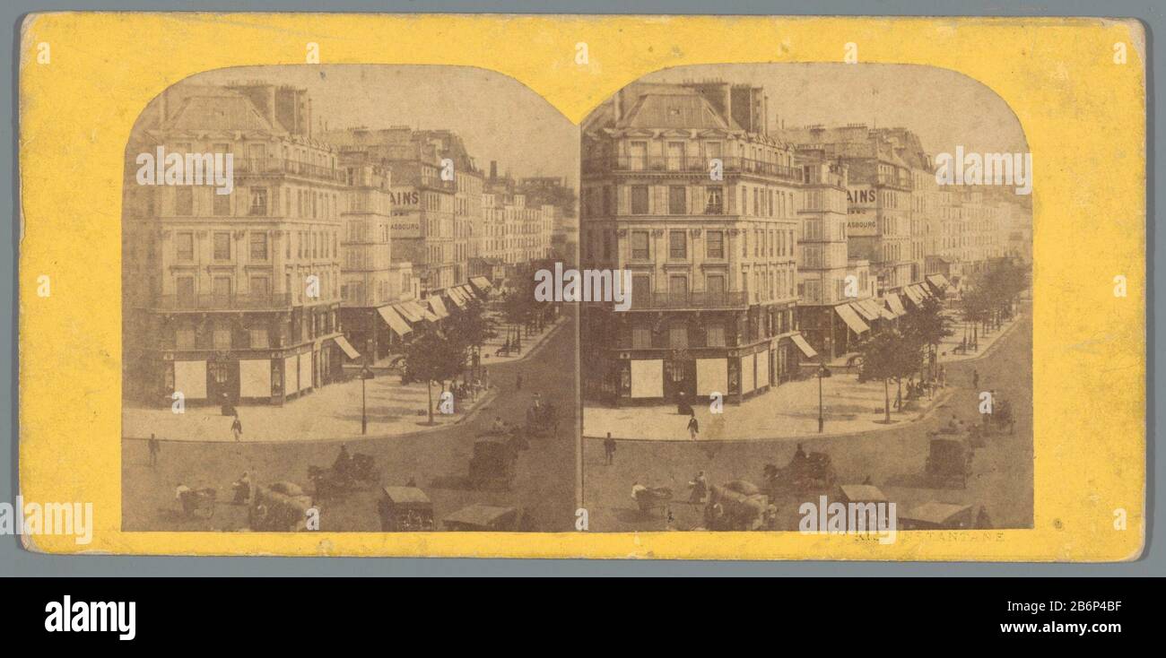 Gezicht op Boulevard de Strasbourg in Parijs Paris Instantane (seriettel op Object) View Boulevard de Strasbourg in Paris Parigi Istantanea (series title object) Tipo Di Proprietà: Stereo picture numero articolo: RP-F F05536 Iscrizioni / marchi: Iscrizione vero, manoscritto 'Boulevart the Strasbourg' Produttore : fotografo: Anonymous Place manufacture Paris Data: CA. 1850 - ca. 1880 Materiale: Cartone carta Tecnica: Albume dimensioni di stampa: Supporto secondario: H 85mm × W 175 mm Oggetto: Street animal traction, animal trained vehicle (carriage etc.) vetrina dove: Boulevard St Foto Stock
