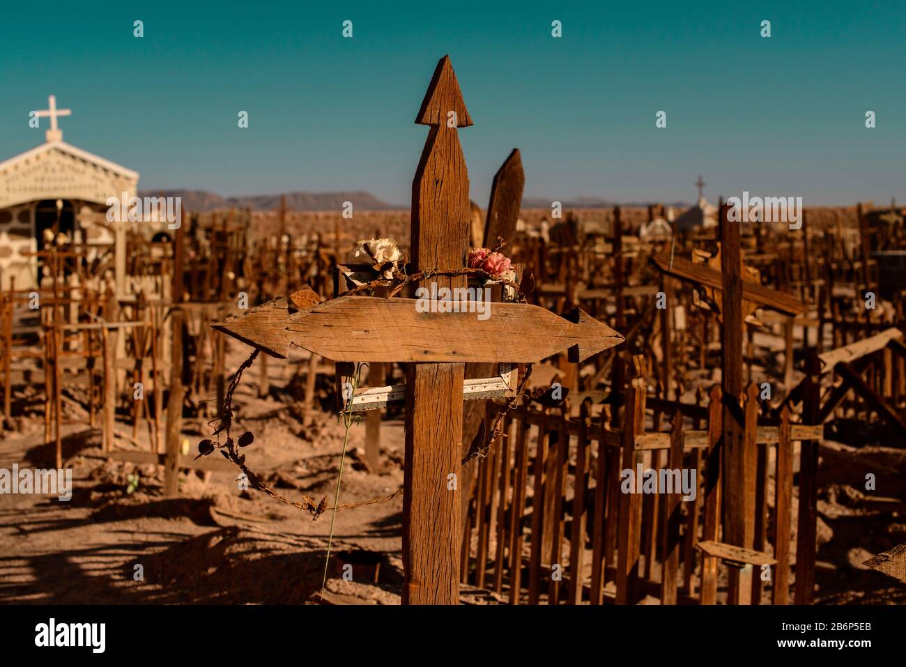 Pampa Union ex ufficio cimitero ex ufficio Pampa Union, deserto di Atacama, Cile settentrionale Foto Stock