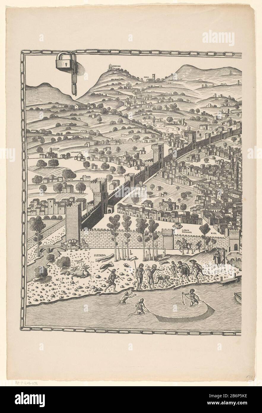 Gezicht op Firenze (linkerdeel) Fiorenza (titel op object) ha lasciato parte di una veduta di Firenze, in tre parti, chiamata la Pianta della catena genoemd. Produttore : tipografo Francesco Rosselli (copia su) stampante: Reichsdruckerei (proprietà in elenco) Luogo produzione: Stampatore: Firenze Editore: Berlino Datato: 1480 circa e / o 1879 - 1949 Materiale: Carta Tecnica: Cliché dimensioni: Foglio: H 746 mm × W 498 mm Oggetto: Prospettiva della città, panorama della città, silhouette della città dove Firenze Foto Stock