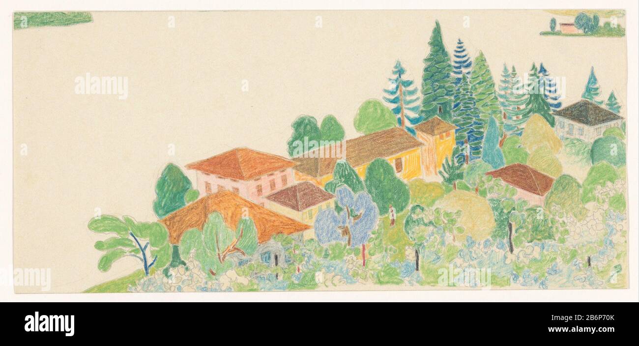 Gezicht op Italiaanse huizen in bergachtig landschap Vista delle case italiane in paesaggio montuoso tipo di oggetto: Disegno numero Oggetto: RP-T-1994-144 Iscrizioni / marchi: Data, vero: '± 1937' Produttore : artista: Reijer Stolk Data: 1936 - 1938 caratteristiche Fisiche: Waskrijt Materiale: Cera di carta pastello dimensioni: H 138 mm × W 302 mmOnderwerp Foto Stock