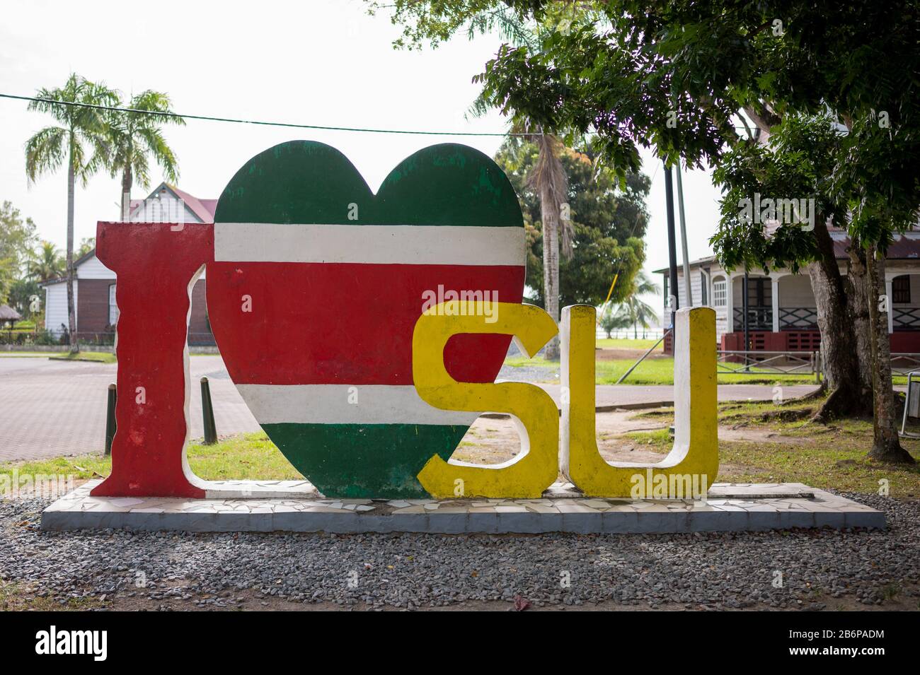I Love Suriname opera d'arte a Fort Zeelandia, Paramaribo Foto Stock