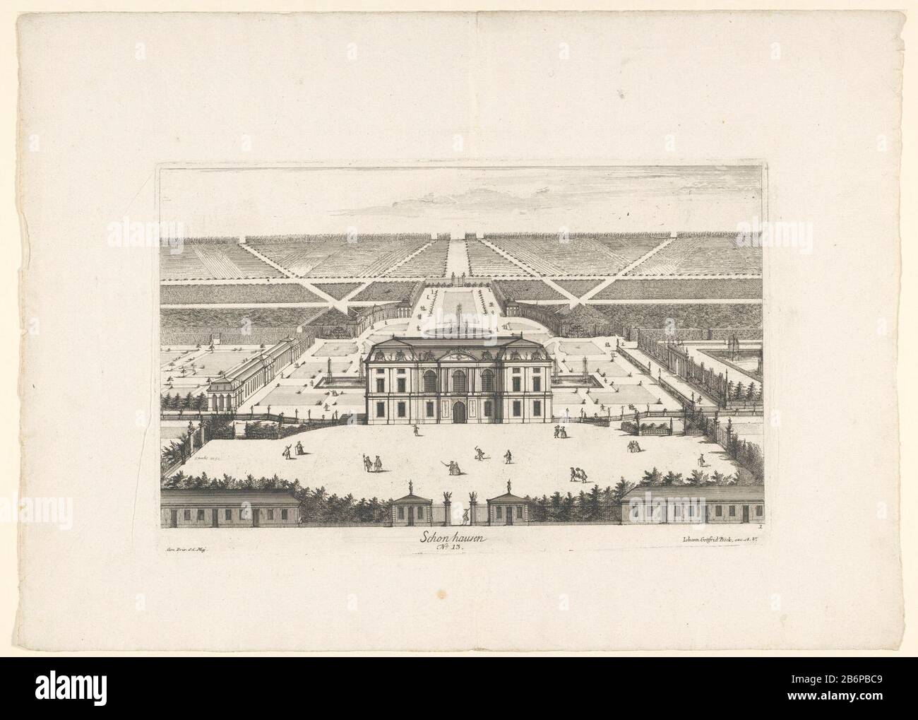 Gezicht op Schloss Schonhausen Schonhausen (titel op Object) In Basso a destra numerato 1. Produttore : stampatore: Jean-Baptiste Broebes (edificio elencato) nel suo disegno: Jean-Baptiste Broebes (edificio elencato) editore: Johann Gottfried Böck (proprietà elencata) fornitore di privilegio sconosciuto (proprietà elencata) Luogo fabbricazione: Augsburg Data: 1751 - 1808 Materiale: Carta Tecnica: Incisione dimensioni: Bordo della piastra: H 286 mm × W 449 mm Oggetto: Palazzo dove: Schönhausen Foto Stock