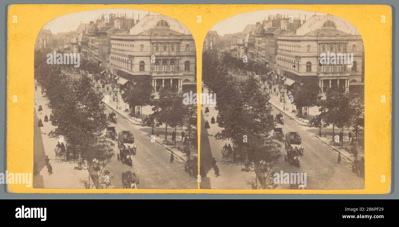 Gezicht op de Boulevard Saint-Martin in Parijs Visualizza del Boulevard Saint-Martin in Paris Tipo Di Proprietà: Stereo picture numero articolo: RP-F F05521 Iscrizioni / marchi: Iscrizione vero, manoscritto: 'Parigi [...] No. 20. Boulevard St-Martin' fabbricante : fotografo: Anonymous location manufacture: Paris Dating: CA. 1850 - ca. 1880 Materiale: Carta fotografica, cartone Tecnica: Albumina pressione dimensioni: Supporto secondario: H 85 mm × W 174 mm Oggetto: Street animal tranted vehicle (carriage etc.) Dove: Boulevard Saint-Martin Foto Stock