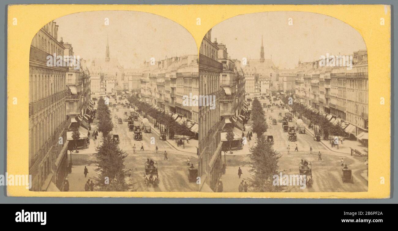 Vista del Boulevard de Sebastopol in ParijsBoulevart il Sébastopol (Rive gauche) (oggetto del titolo) Vue instantanée de Paris (oggetto del titolo della serie) Tipo Di Proprietà: Immagine stereo numero articolo: RP-F F05534 Iscrizioni / marchi: Numero, vero, stampato, 'No. 43' fabbricante : fotografo: Anonymous Place fabbricante: Paris Data: CA. 1850 - ca. 1880 Materiale: Cartone carta Tecnica: Albume dimensioni di stampa: Supporto secondario: H 87 mm × W 172 mm Oggetto: Trazione animale stradale, veicolo trafilato (trasporto ecc.) Dove: Boulevard de Sébastopol Foto Stock